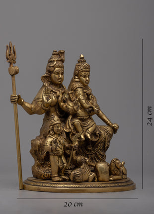 Brass Shiva Family Statue | Embrace the Essence of Creation