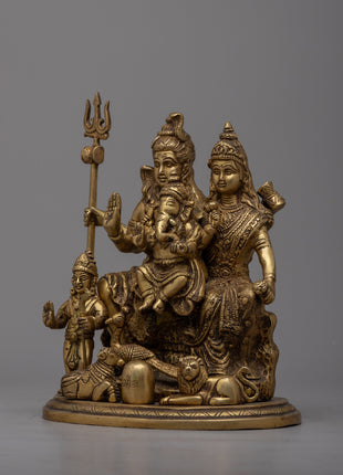 Brass Shiva Family Statue | Embrace the Essence of Creation
