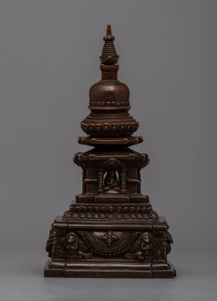 Oxidized Copper Stupa for Home Altar 