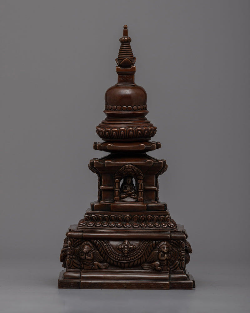 Oxidized Copper Stupa for Home Altar 