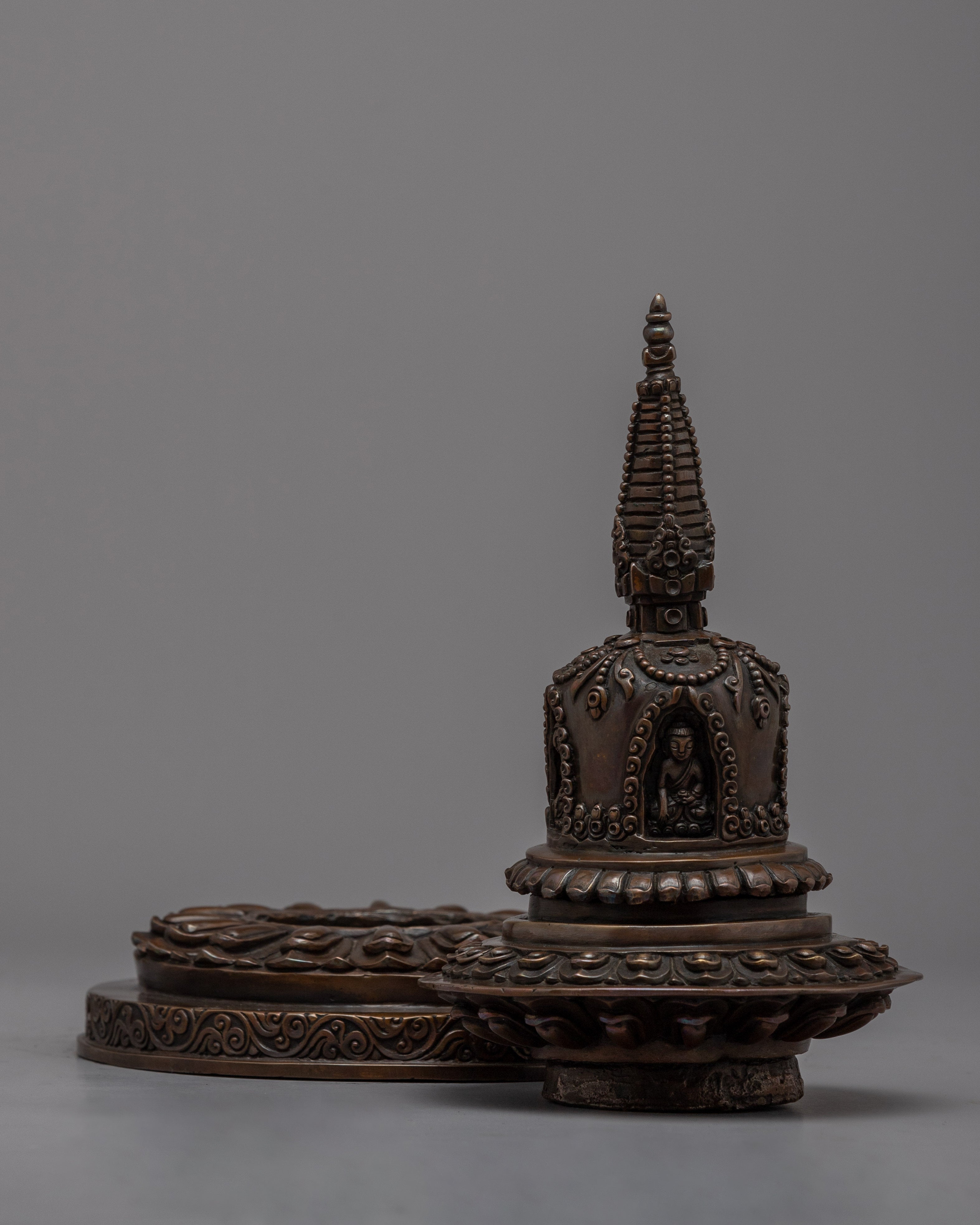 Oxidized Copper Stupa | Ancient Symbol of Buddhist Devotion