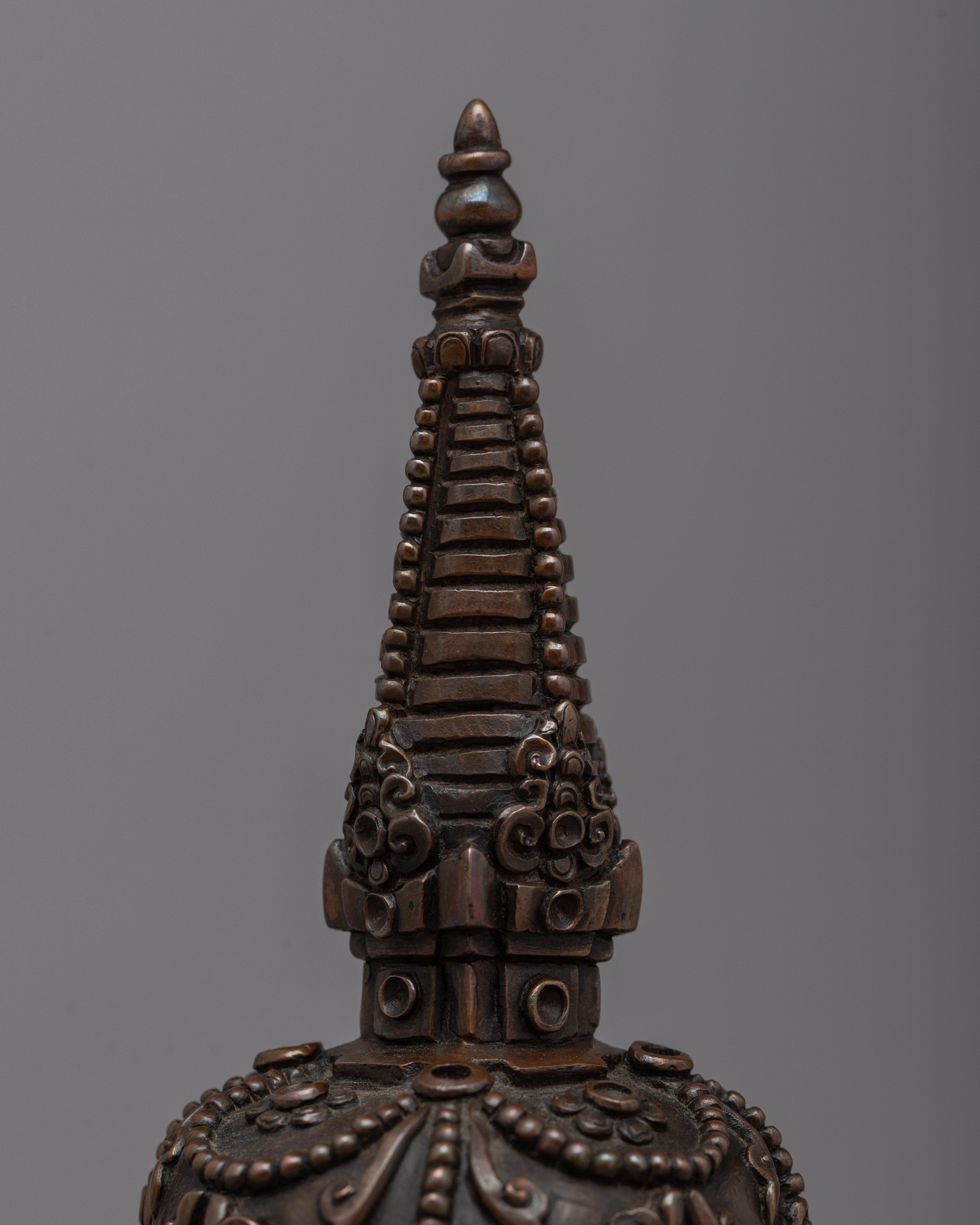 Oxidized Copper Stupa | Ancient Symbol of Buddhist Devotion