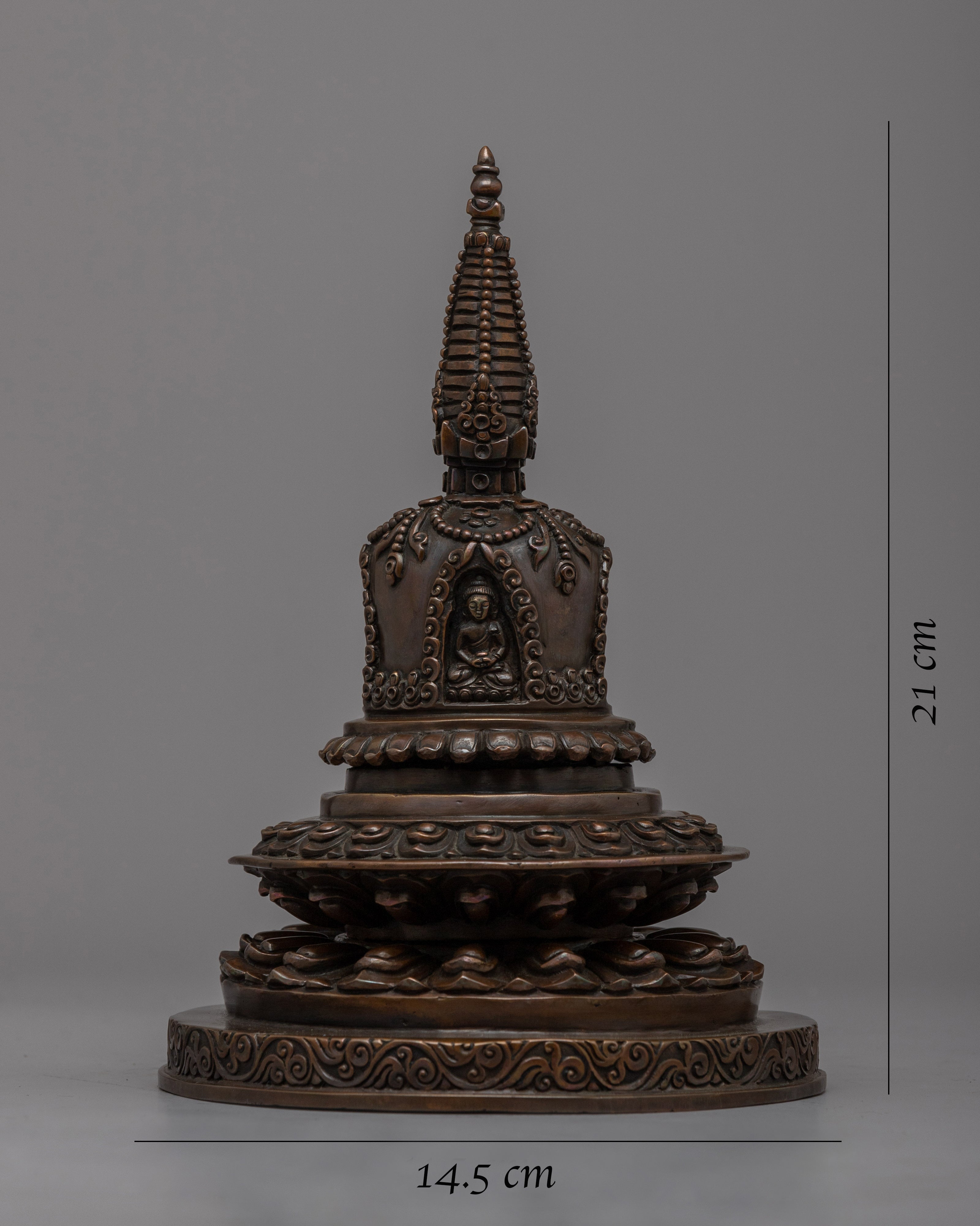 Oxidized Copper Stupa | Ancient Symbol of Buddhist Devotion
