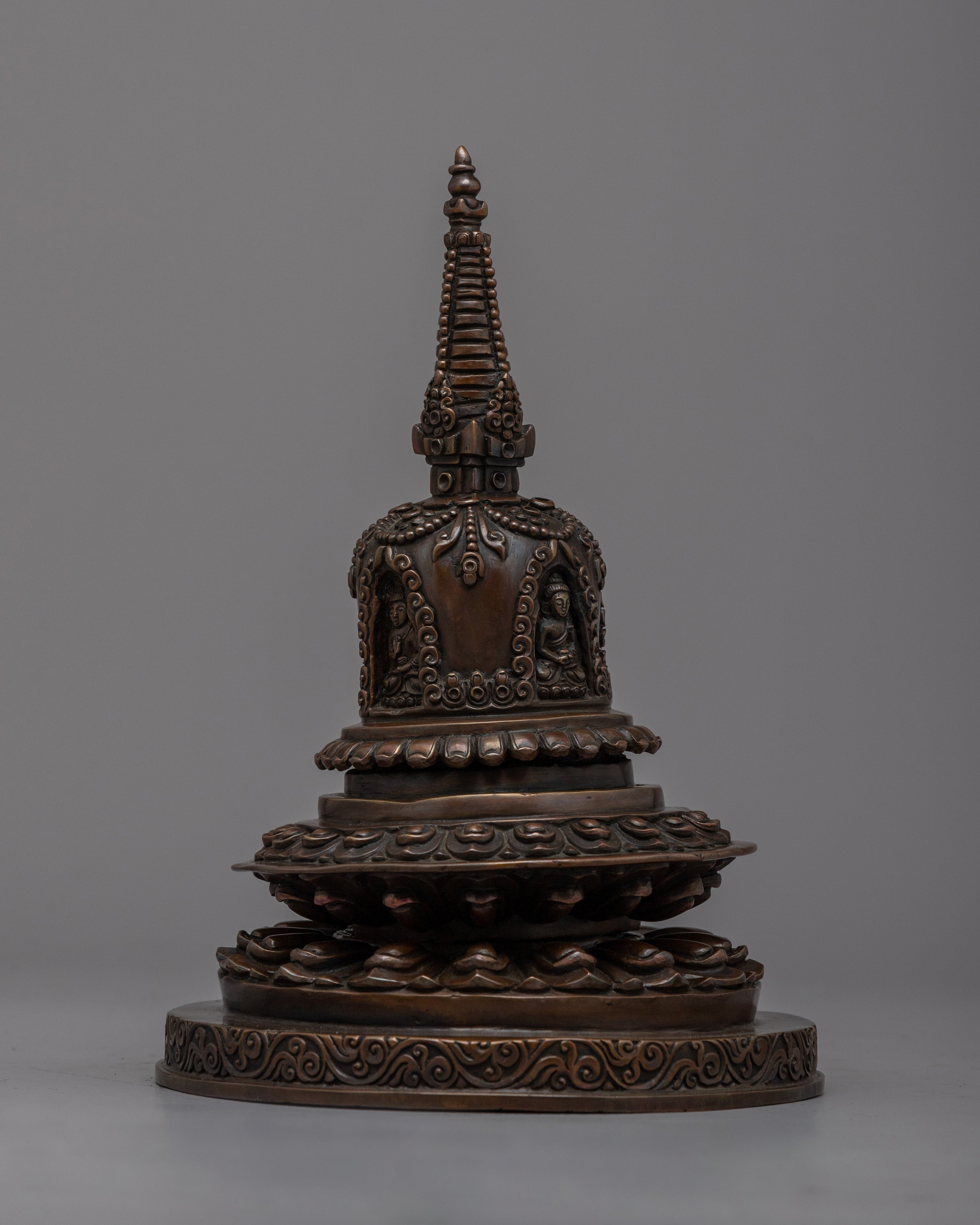 Oxidized Copper Stupa | Ancient Symbol of Buddhist Devotion