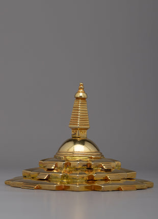 Gold Plated Stupa Statue | Embrace the Essence of Divine Splendor