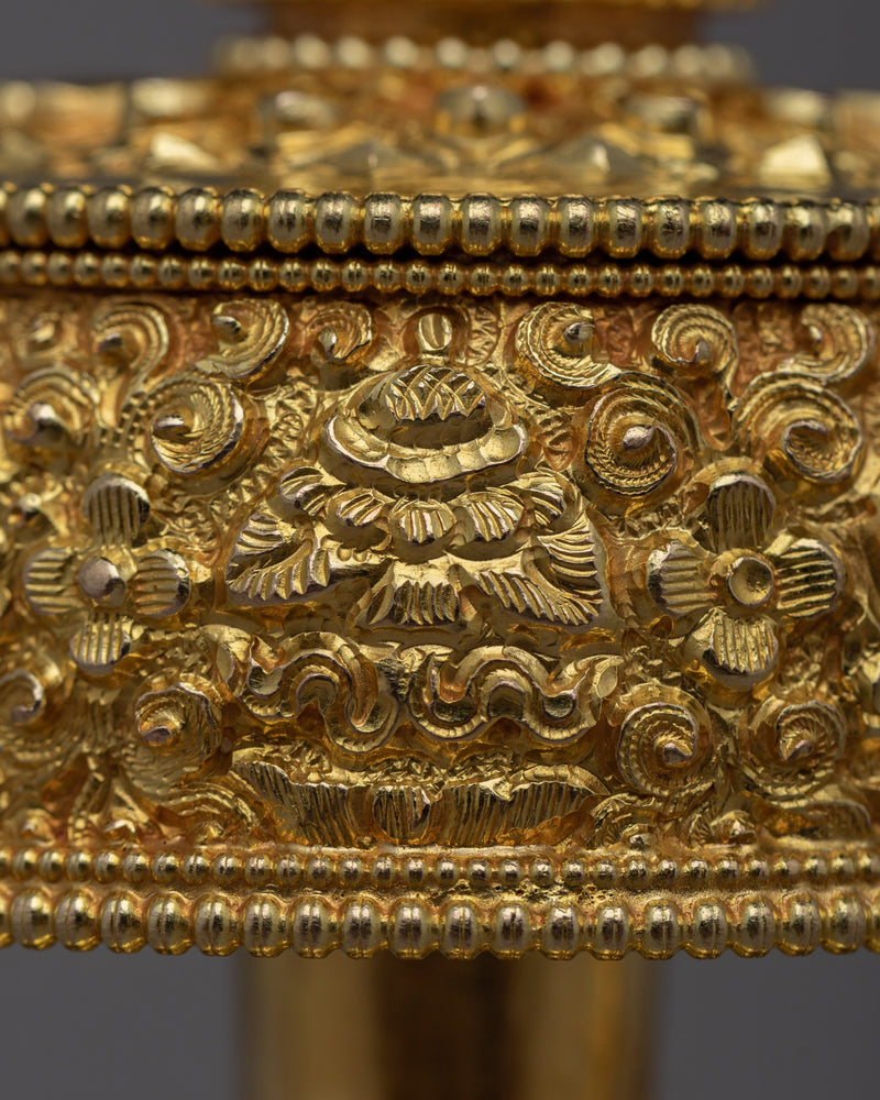 24K Gold Plated Bhumba Set | Traditional Tibetan Ritual Vase for Spiritual Practices