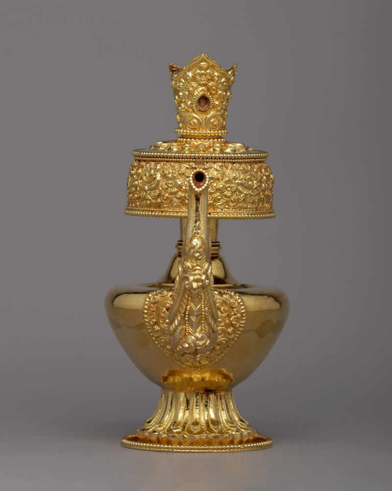 24K Gold Plated Bhumba Set | Traditional Tibetan Ritual Vase for Spiritual Practices