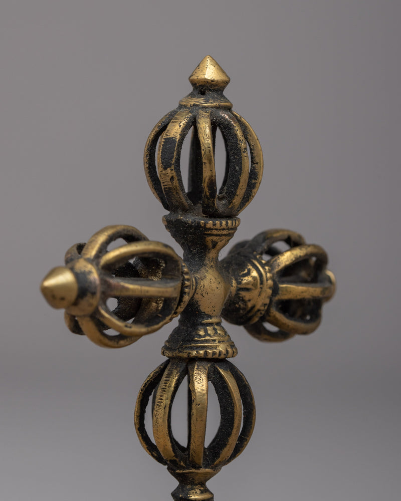 Double Vajra Brass | Handcrafted Visvavajra for Rituals & Spiritual Decor