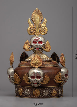 Tibetan Skull Crown | Symbolic Skull Headdress for Meditation & Spiritual Connection