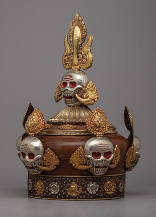Tibetan Skull Crown | Symbolic Skull Headdress for Meditation & Spiritual Connection