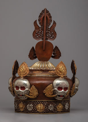 Tibetan Skull Crown | Symbolic Skull Headdress for Meditation & Spiritual Connection