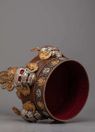 Tibetan Skull Crown | Symbolic Skull Headdress for Meditation & Spiritual Connection