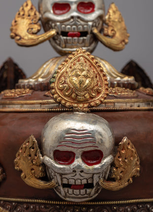 Tibetan Skull Crown | Symbolic Skull Headdress for Meditation & Spiritual Connection