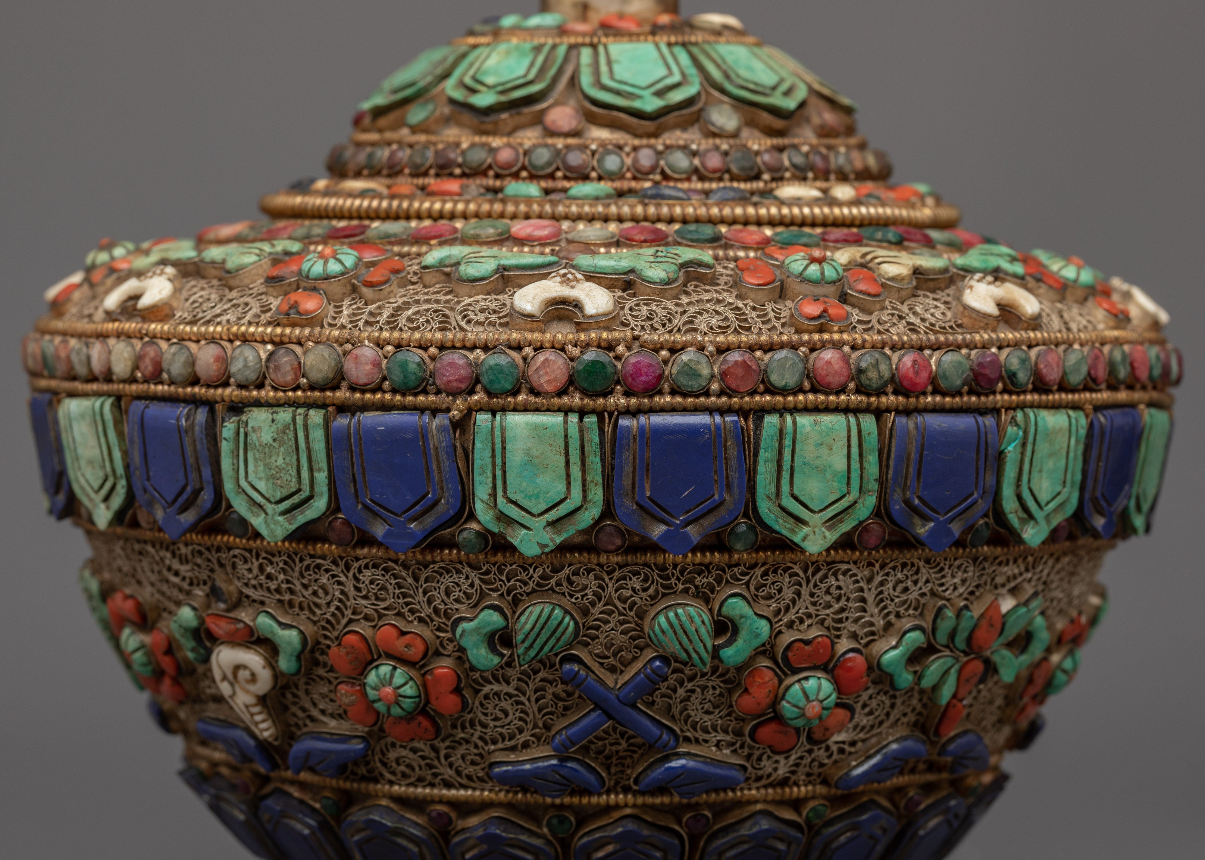 Tibetan Dhupur Offering Pot | Traditional Vessel for Spiritual Rituals