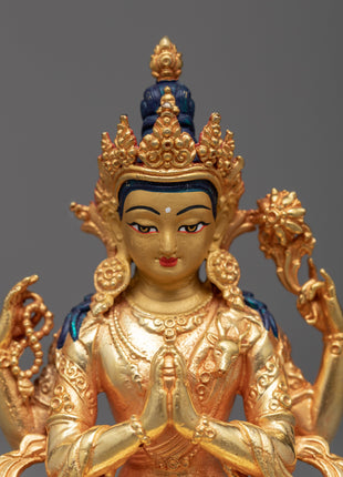 Miniature Chenrezig Statue | Embodiment of Compassion