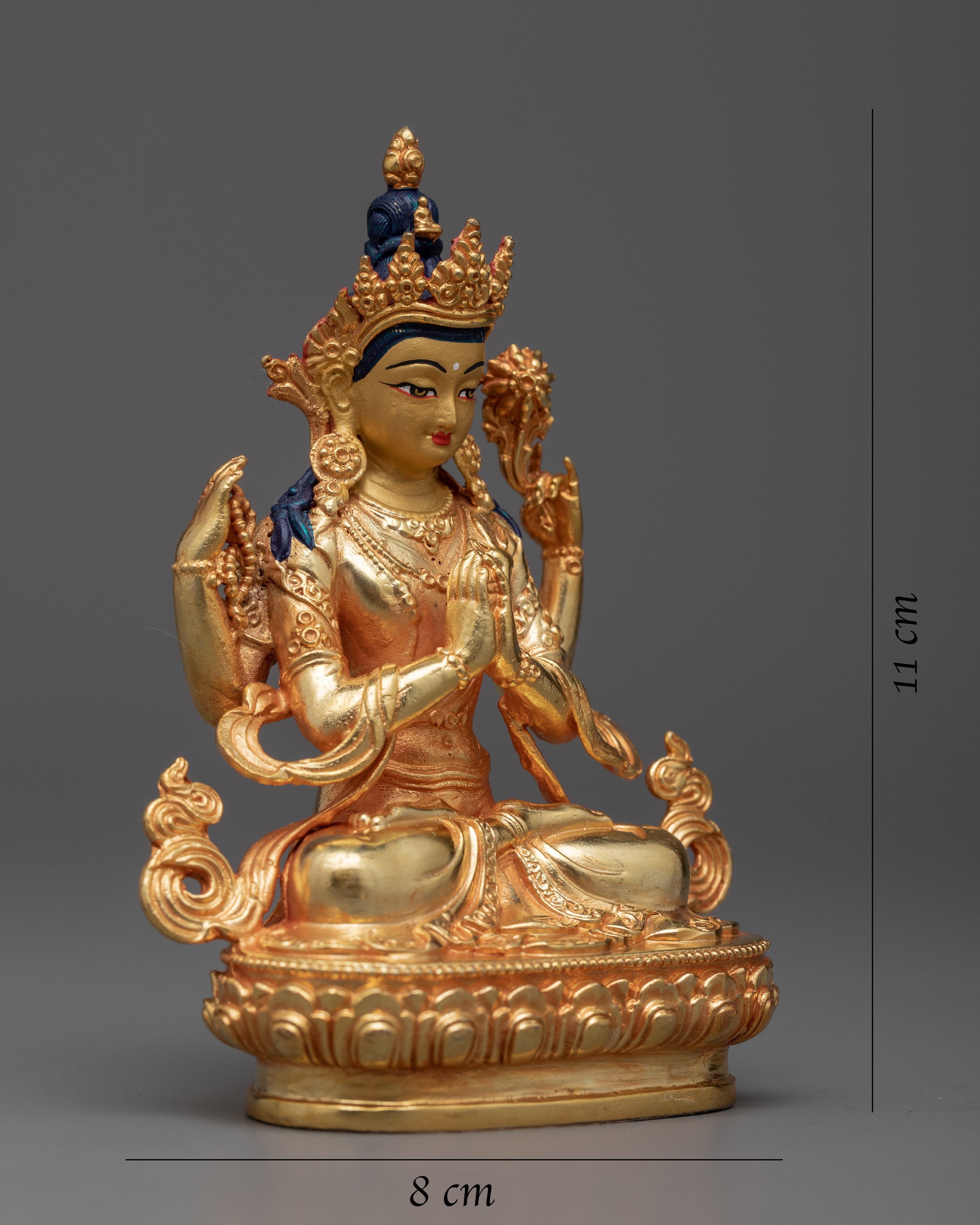 Miniature Chenrezig Statue | Embodiment of Compassion
