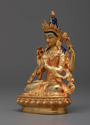 Miniature Chenrezig Statue | Embodiment of Compassion
