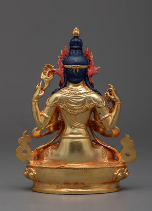 Miniature Chenrezig Statue | Embodiment of Compassion