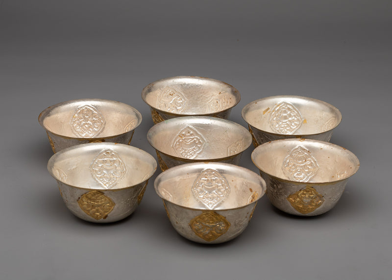 Tibetan Copper Offering Bowls | Enhancing Your Altar with a Touch of Silver Grace