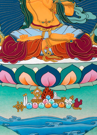 Manjushree Art Brocade | Wisdom Bodhisattva Thangka |  Himalayan Buddhist Wall Painting