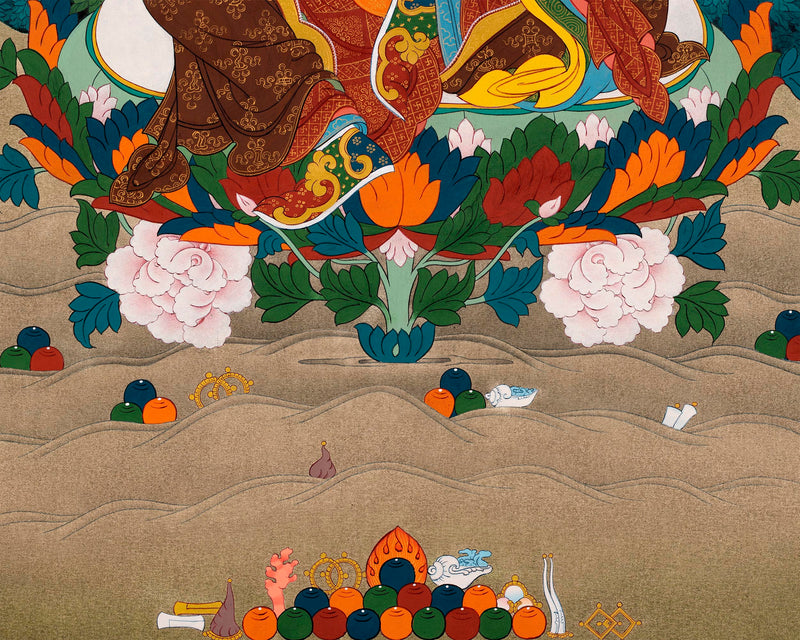Guru Rinpoche  With Consort Thangka | Padmasambhava With Consort Thangka