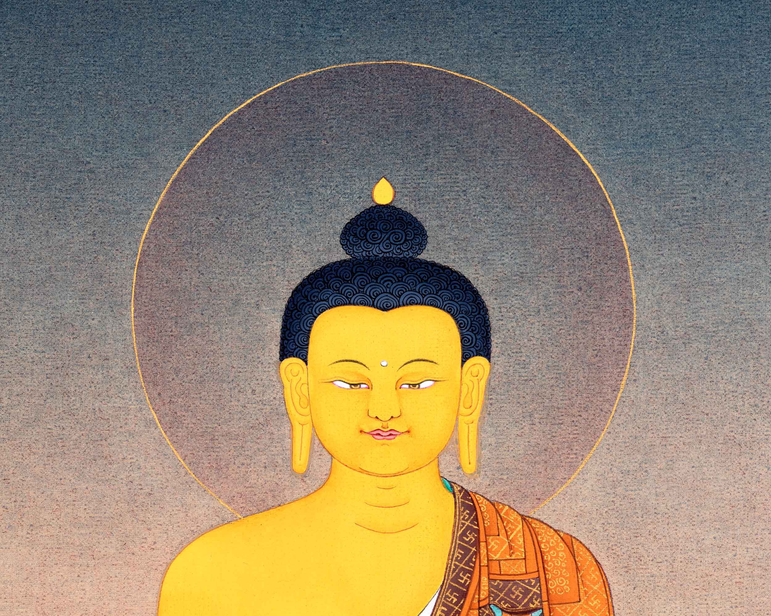 Shakyamuni Buddha  Traditional Thangka | Tibetan Buddhist Art
