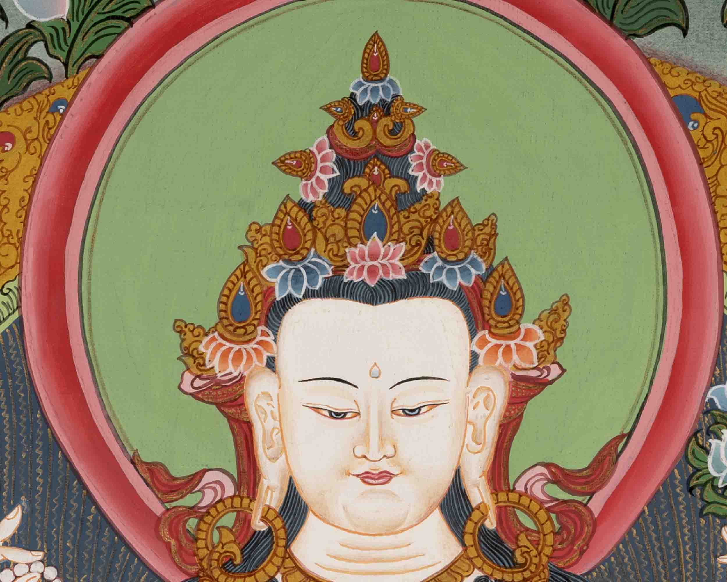 Avalokiteshvara Chengrezig | Bodhisattva Of Compassion | Traditional Tibetan Paint