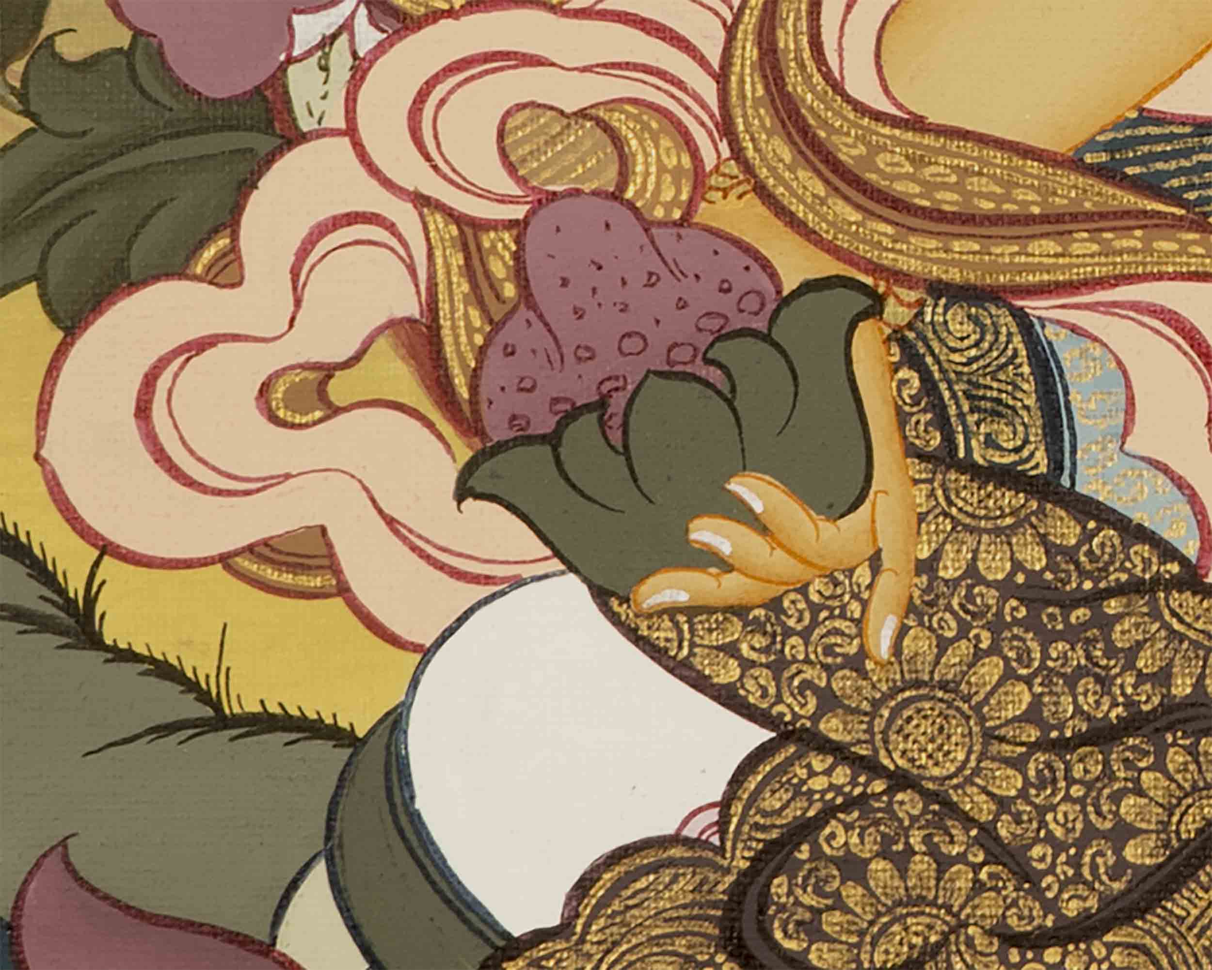 Yellow Dzambala Thangka | Kubera Tibetan Buddhist Thangka