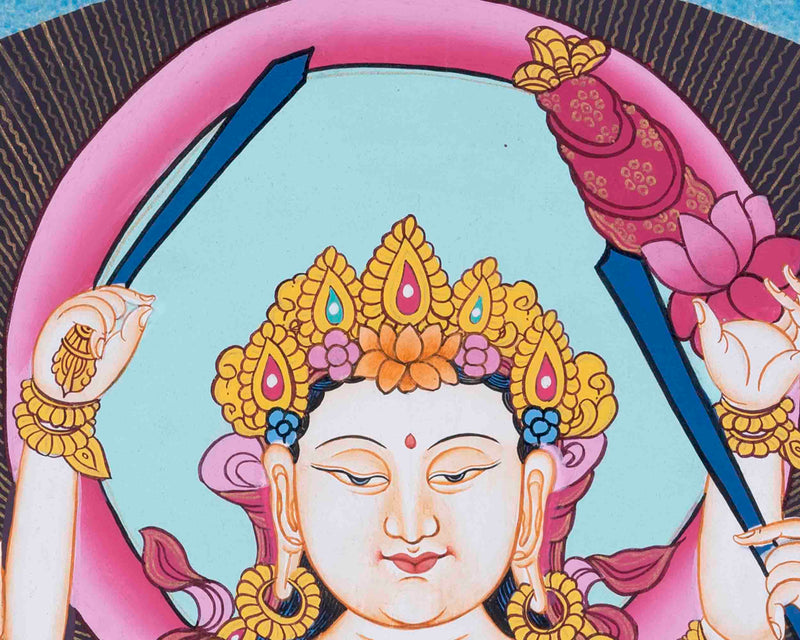 18 Armed Cundi Bodhisattva Thangka | Spiritual Art
