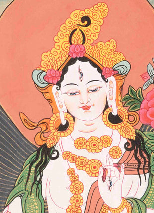 White Tara Thangka | Religious Tibetan Artwork | Wall Decors