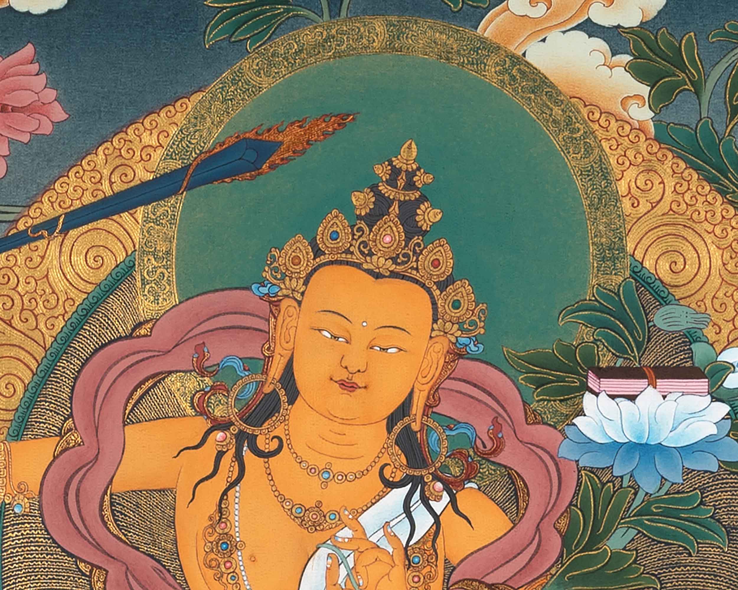 Manjushri Bodhisattva Thangka Painting, Bodhisattva Of Wisdom