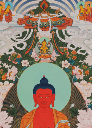 Amitabha Buddha Thangka Singham | Karma Gadri Style Thangka