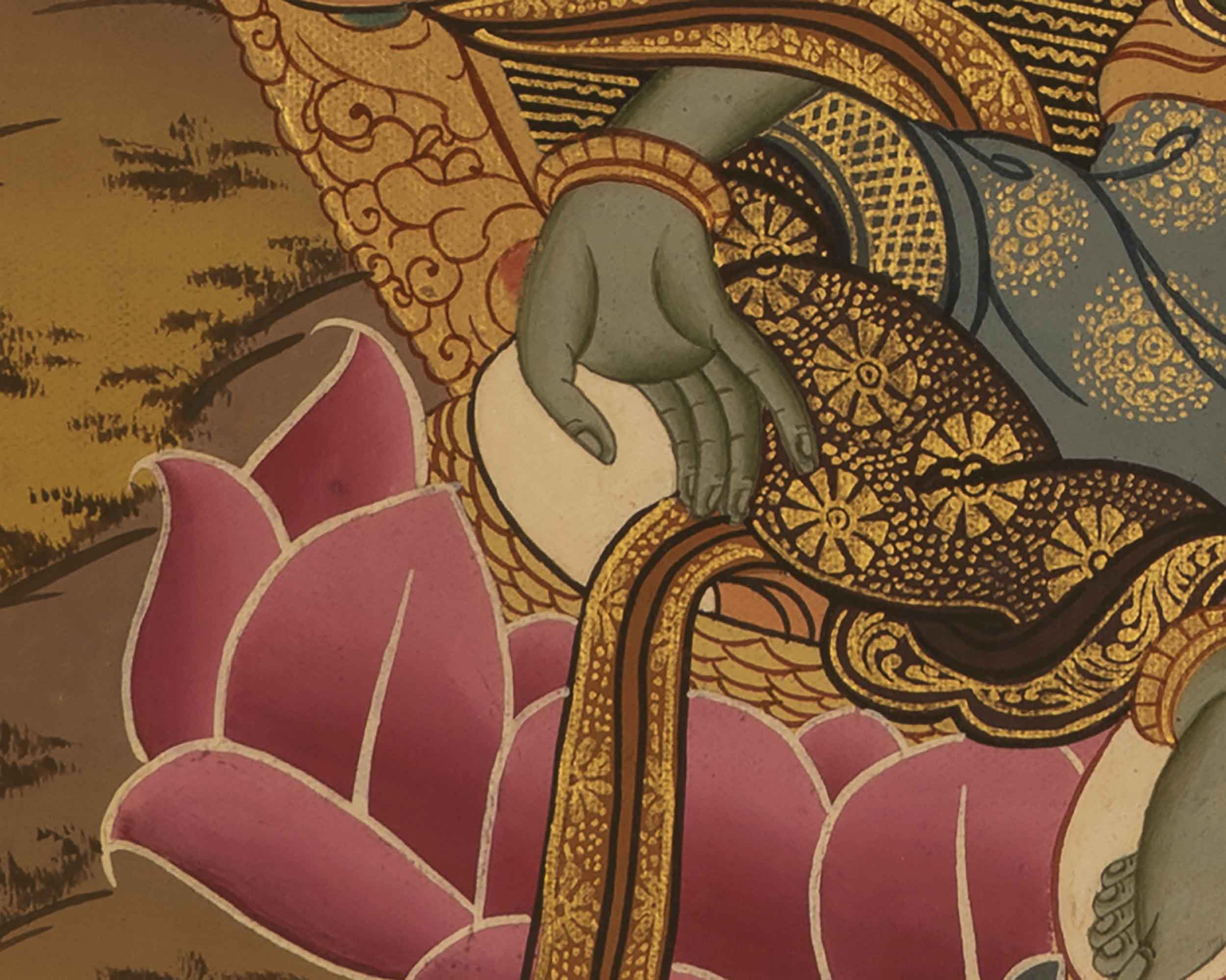 Small Green Tara Thangka | Religious Art For Wall Decor