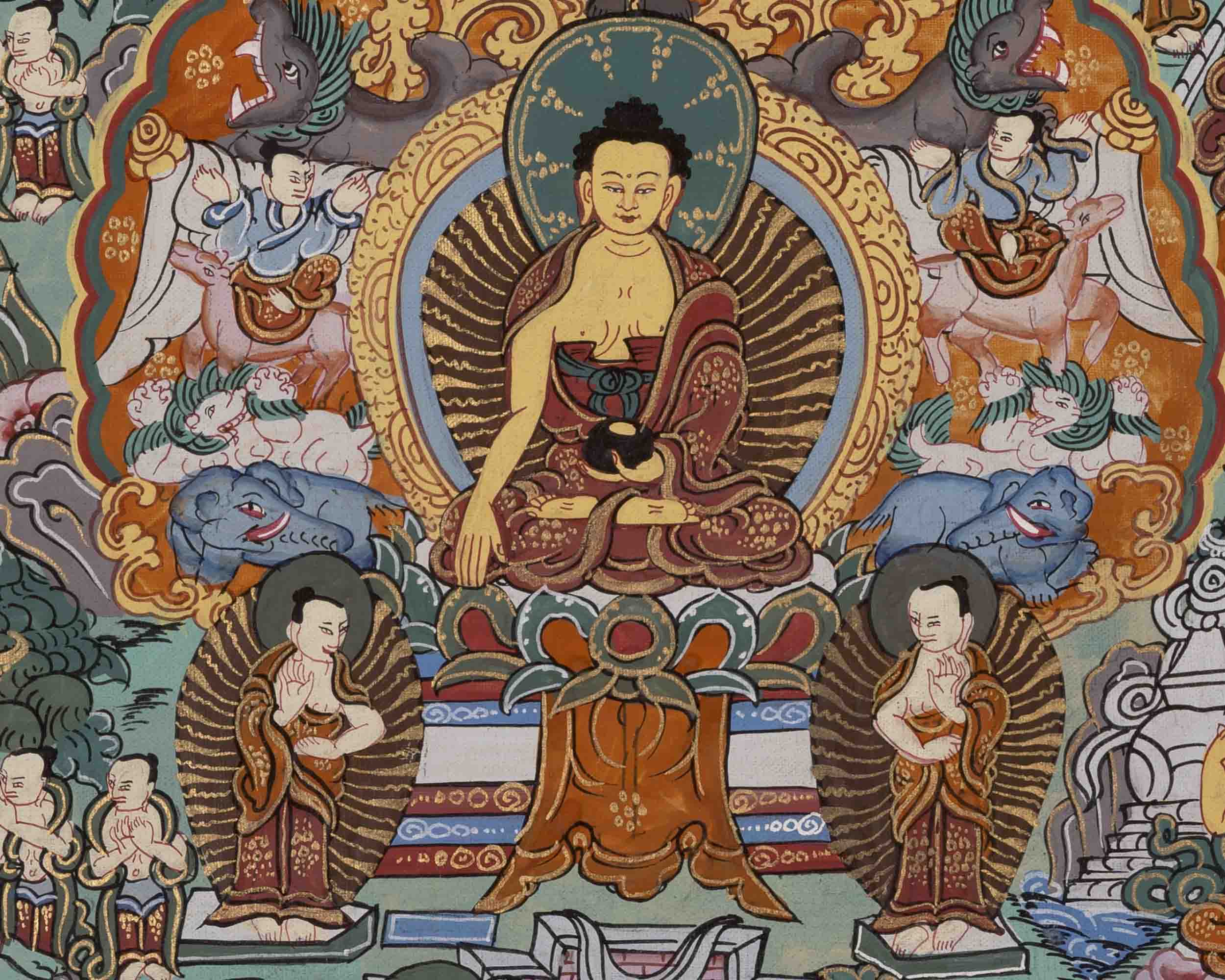 Vintage Life Story Of Buddha | Traditional Tibetan Thangka