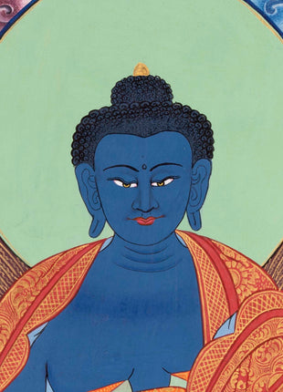 Medicine Buddha Thangka | Tibetan Healing Blue Buddha
