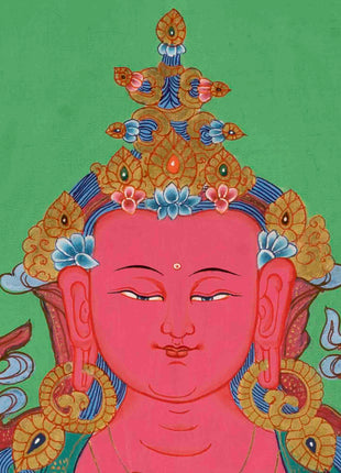 Red Amitayus Buddha Thangka | Religious Hand Painting | Wall Decors
