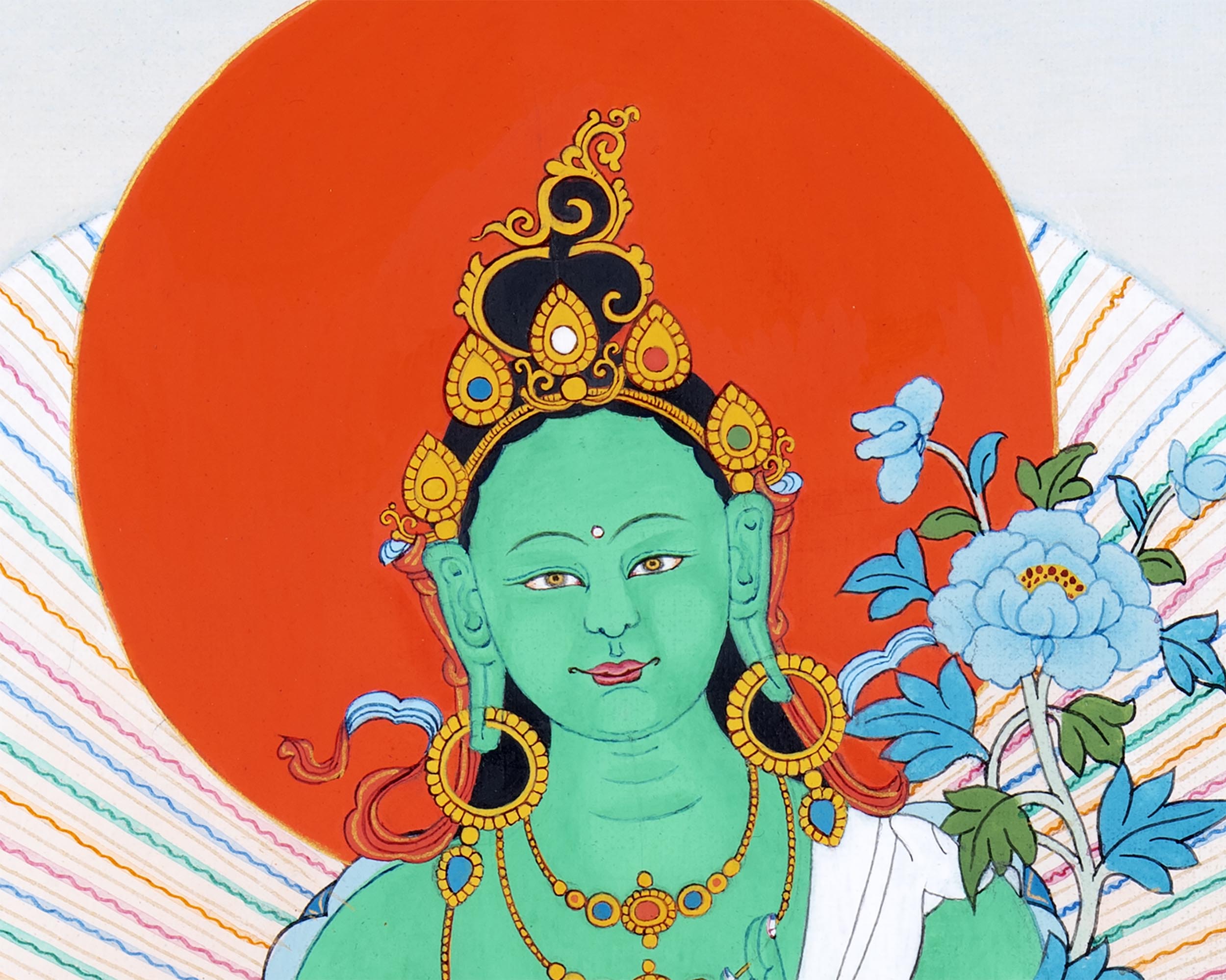 The Green Tara | Bodhisattva Thangka Art | Compassion Deity