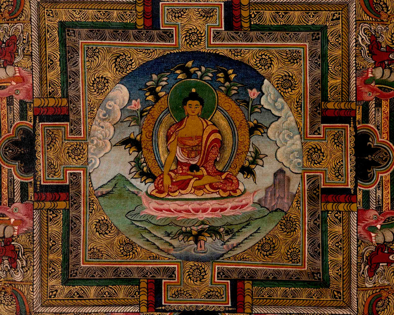 Shakyamuni Buddha Mandala | Tibetan Thangka | Wall Decors