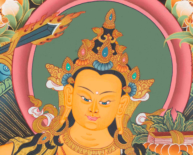 Manjushree Thangka Painting | Bodhisattva Of Wisdom | Religious Decors