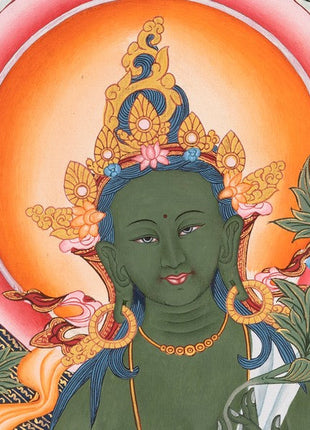 Buddhist Green Tara | Healing Female Deity Thangka