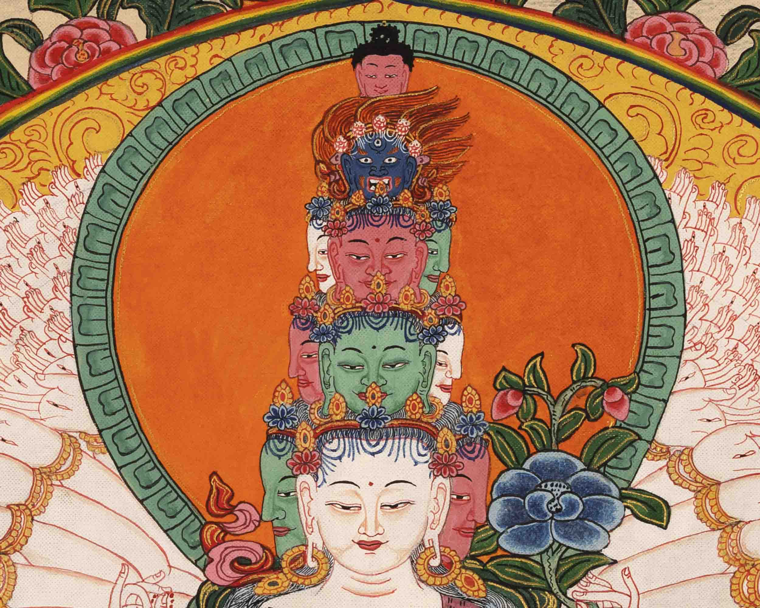 1000 Armed Avalokiteshvara Thangka | Traditional Tibetan Painting
