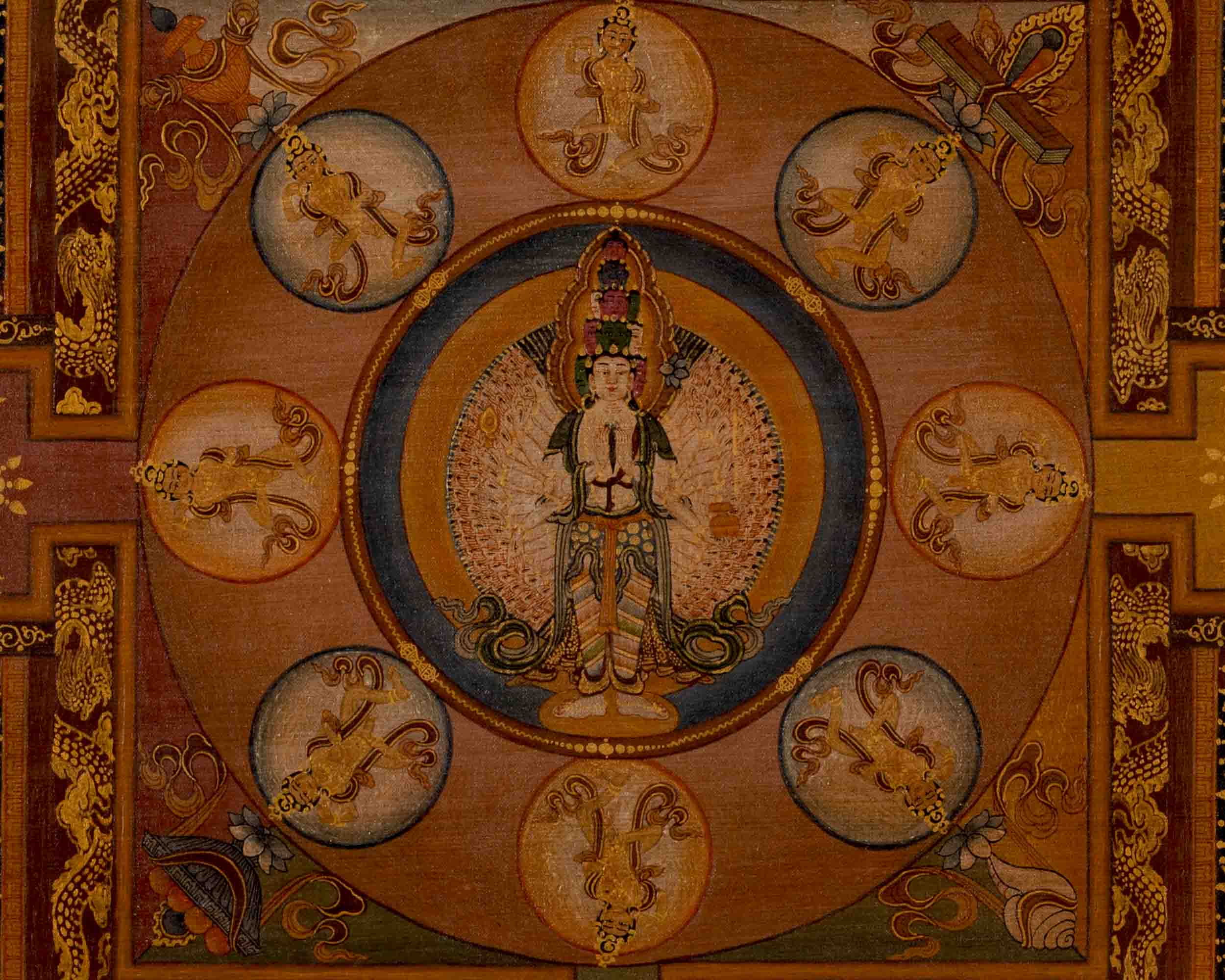 Vinatge Lokeshvara Chenresig Thangka | Traditional Artwork | Wall Decors