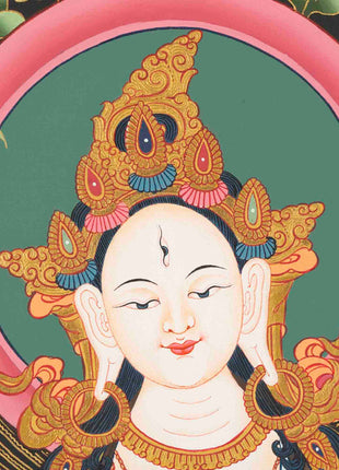 White Tara Thangka | Female Bodhisattva Art | Religious Wall Decors