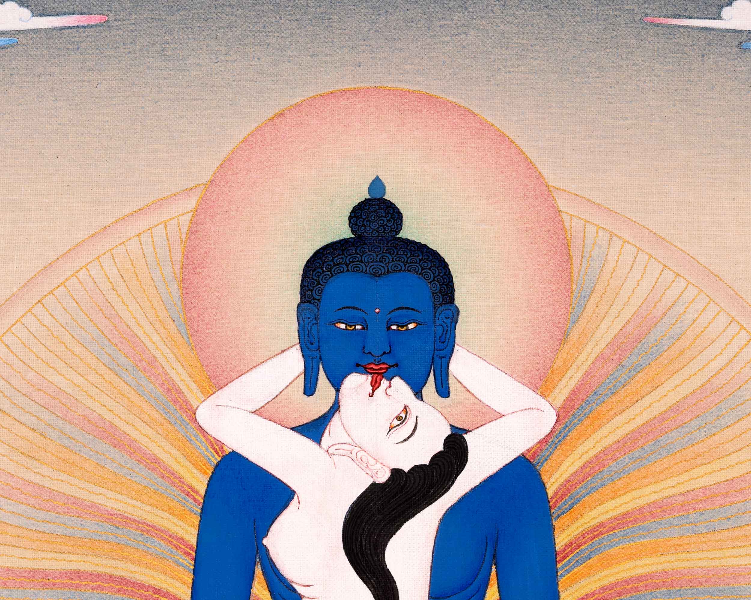 Samantabhadra And Samantabhadri Hand Painted Thangka | Himalayan Buddhist Sacred Art