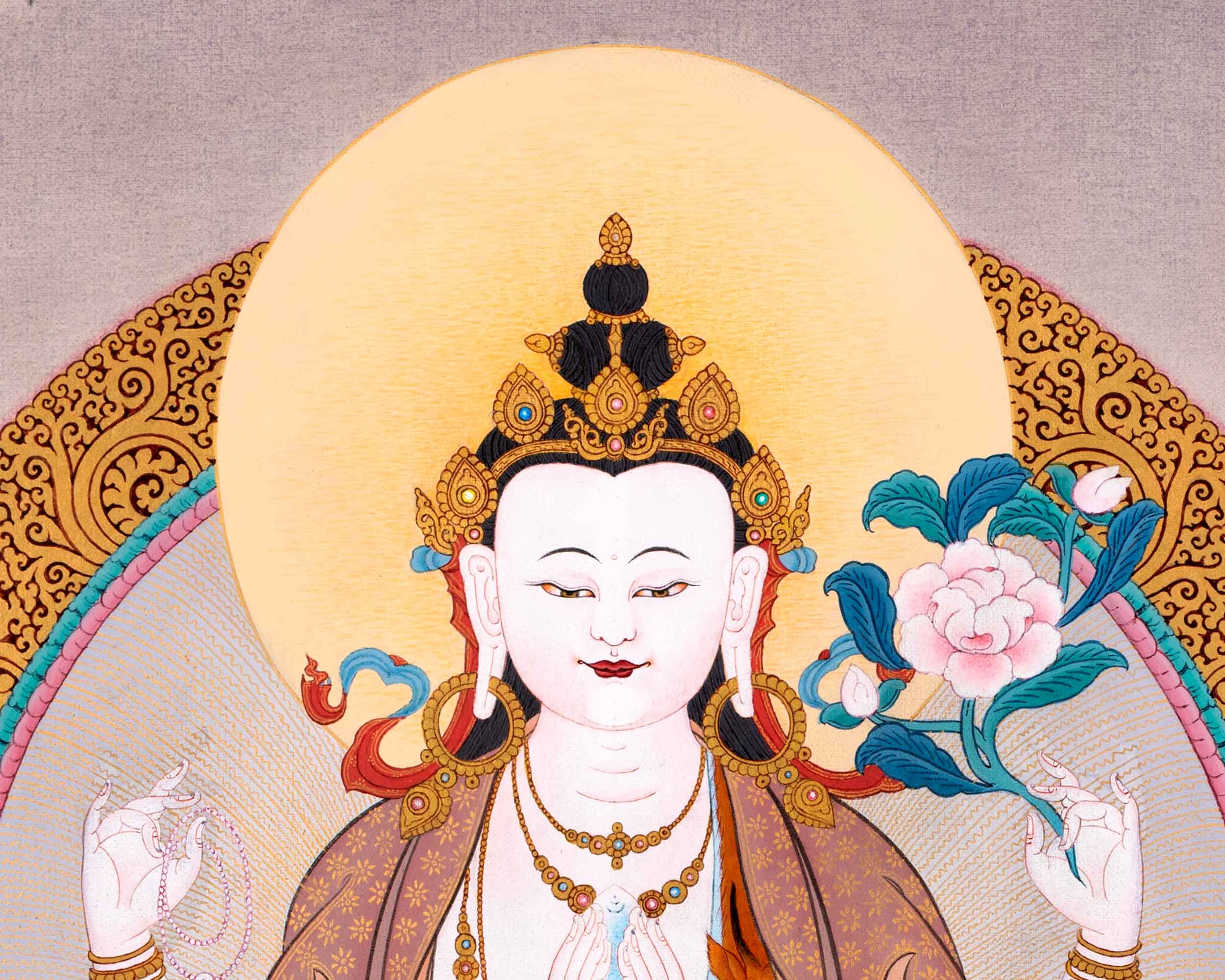 4 Armed Chenrezig Thangka | High Quality Avalokiteshvara Painting