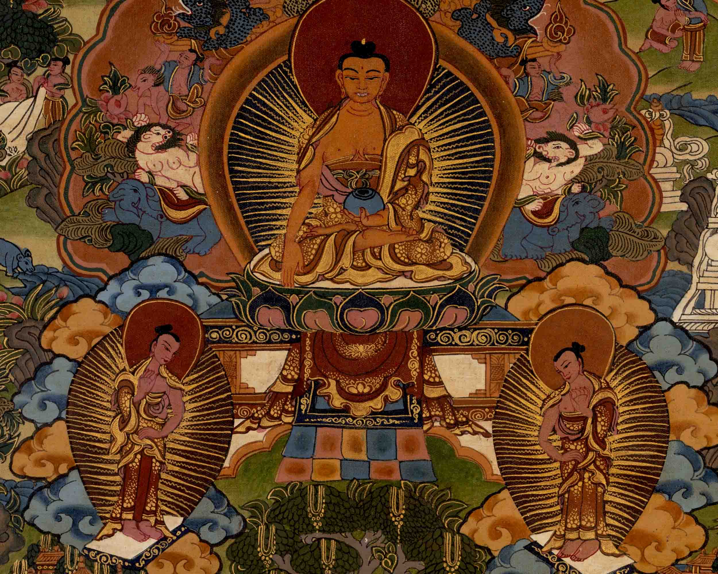 Buddha Life Story | Traditional Tibetan Thangka | Wall Decors