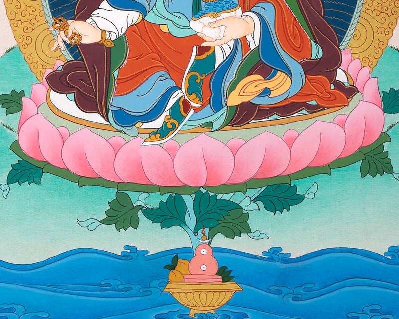 Guru Rinpoche Brocade Thangka | Padmasambhava Tibetan Art