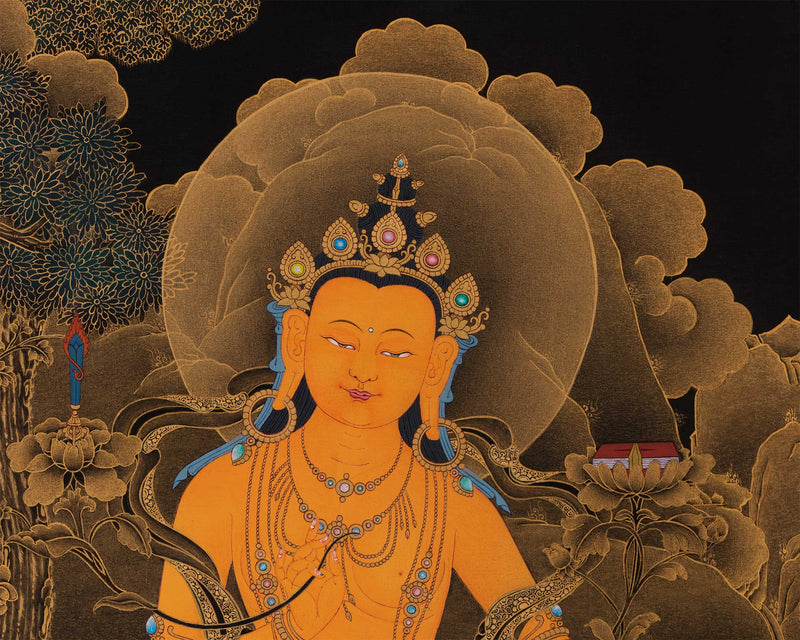 Acrylic Bodhisattva Manjushri Thangka | Tibetan Buddhist Art