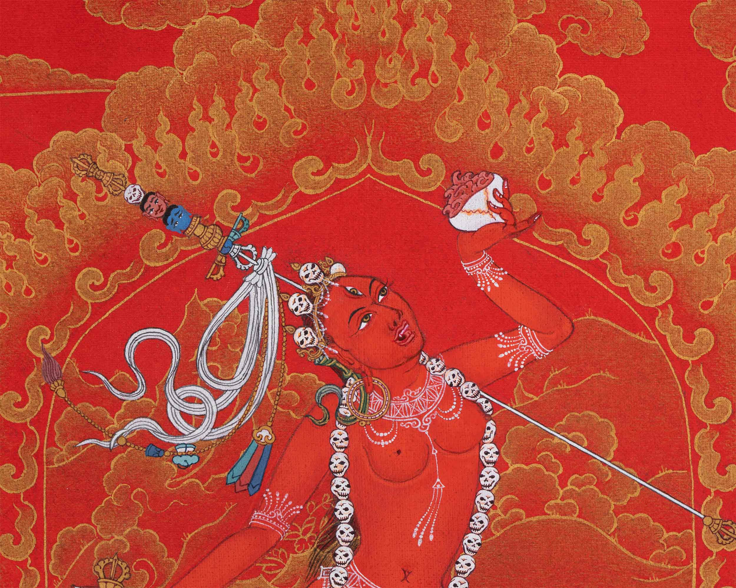 Traditional Himalayan Art Of Vajrayogini Dakini  | Tibetan Dakini Thangka For Mindfulness