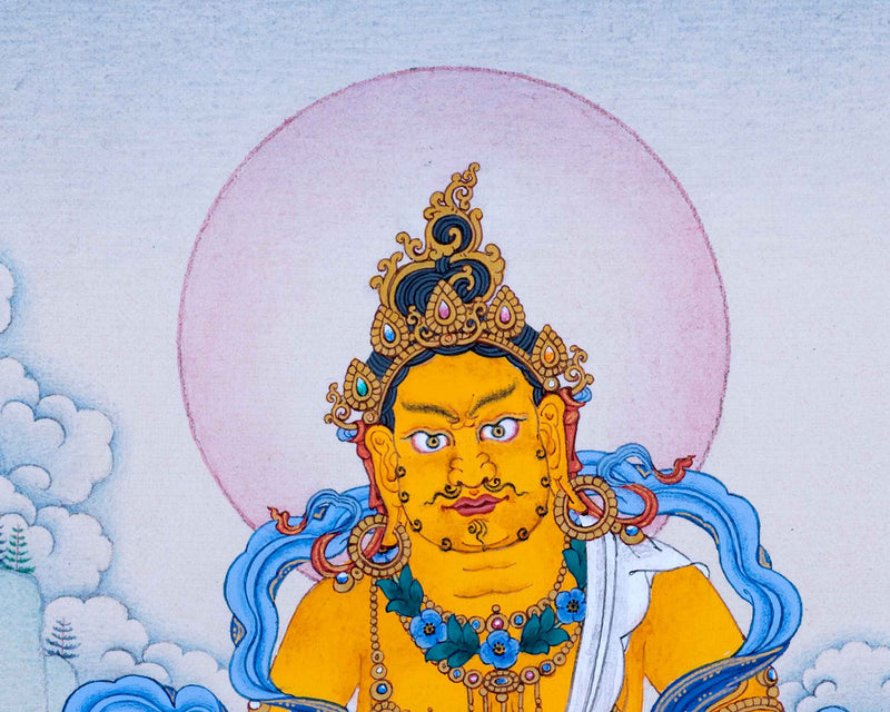 Yellow Dzambhala Thangka | Traditional Hand Painted Art